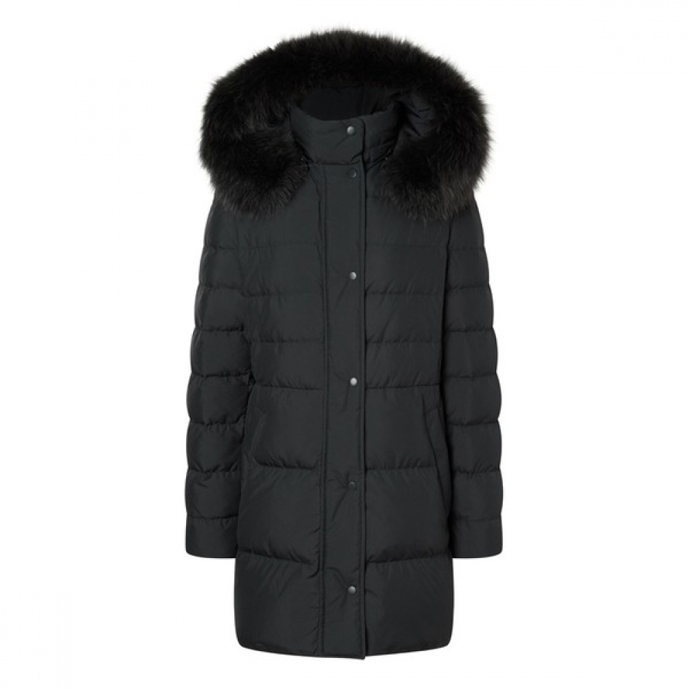 (ヘッジズレディース) 24FW フード付きハーフヘビーグースダウンジャンパーダークグレー HSJU4DC01G3