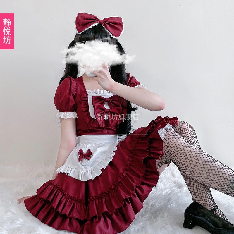 赤い猫メイドコスチュームコスプレセクシーかわいいメイドコスチュームロールプレイcos衣装ドレスショート