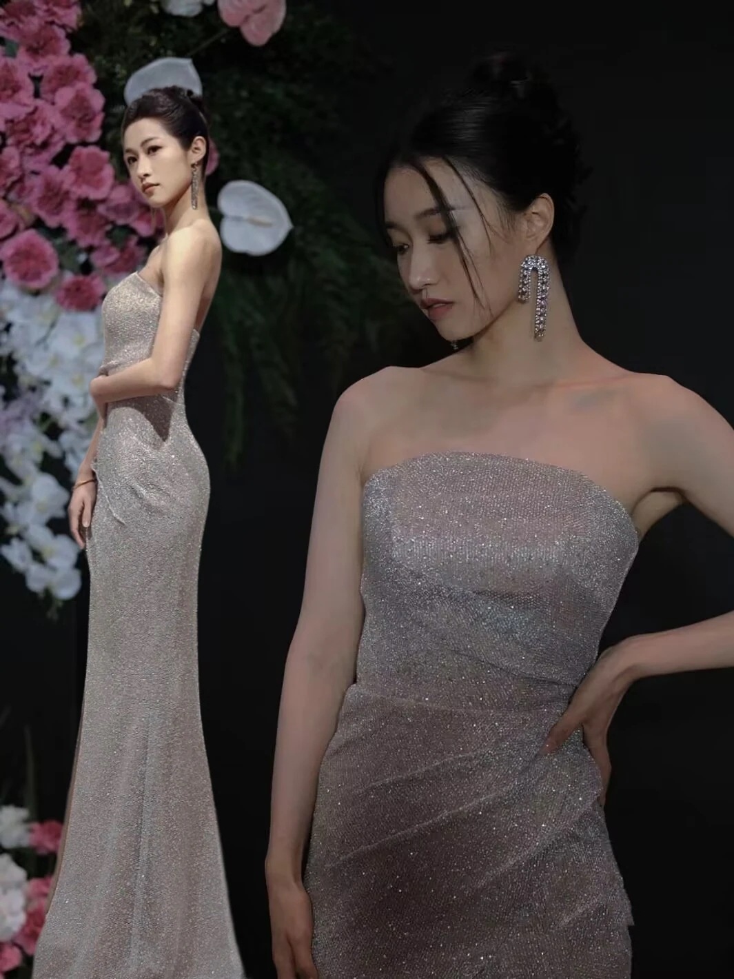 ウェディングドレス 二次会 花嫁 セクシーなハイスリットのマーメイドドレス披露宴 演奏会 発表会 卒業会