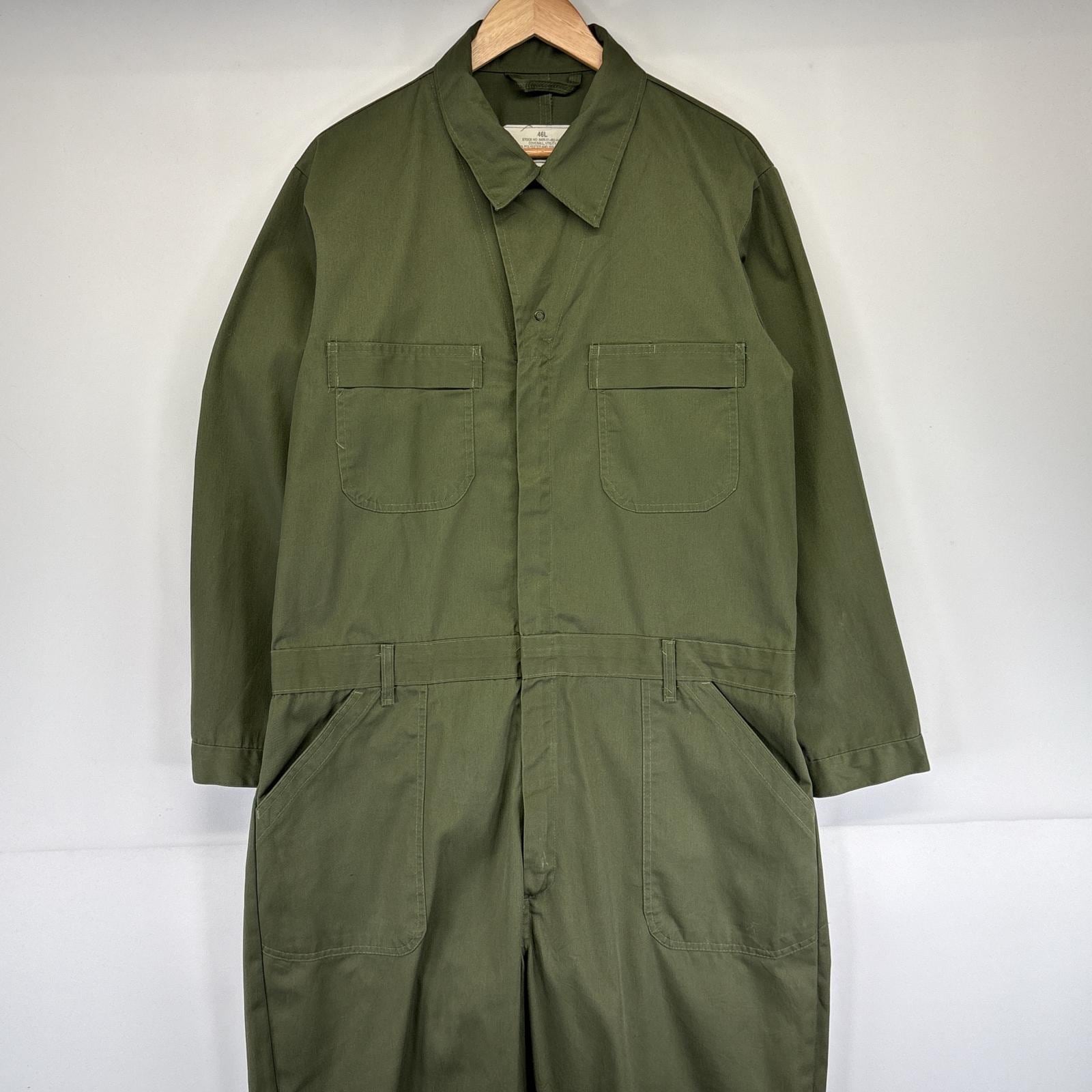 古着 00’s/00年代 ミリタリー 長袖つなぎ 米軍実物 オールインワン ワーク 作業着 胸ポケット ジャンプスーツ 2009年 46L オリーブグリーン系 メンズ