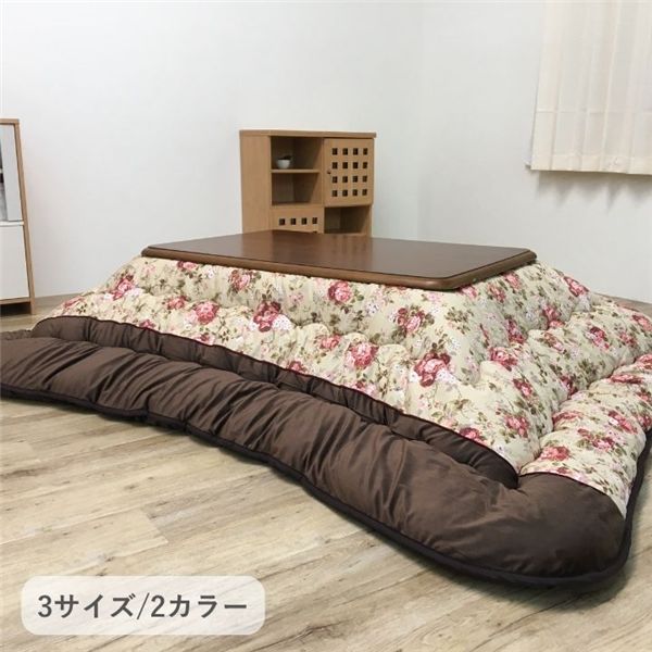 こたつ布団 厚掛 フロール BE ベージュ 約205x205cm