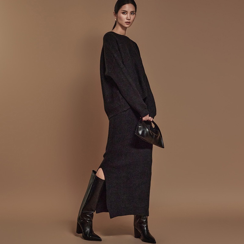 D5113 ニット ウール ツーピース