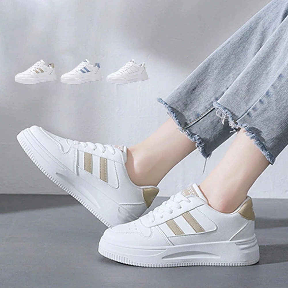 ローカットスニーカー 白 レディース韓国 厚底スニーカー配色 バイカラー靴 人気 ボリュームソール靴