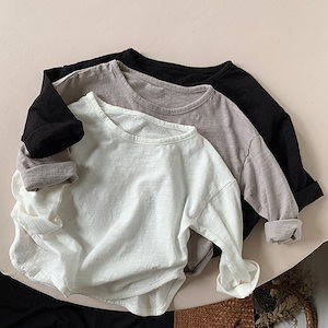 子供服竹節綿長袖Tシャツ，男の子春秋新型韓国版綿下地シャツ，女の子上着Tシャツ，8色から選択可能