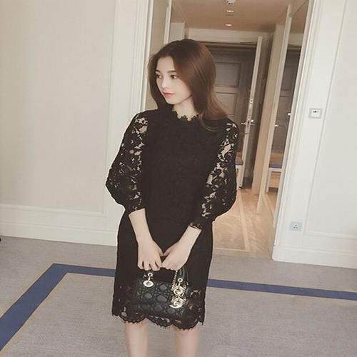 1406. ルーズレースワンピース(ブラック) ドレス お呼ばれ 二次会 ワンピース 結婚式 パーティードレス 2019 春夏 sale 100,000円