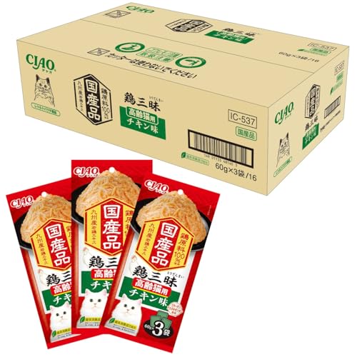 チャオ(CIAO)鶏三昧高齢猫用チキン味60g×3袋16個セット 5,569円