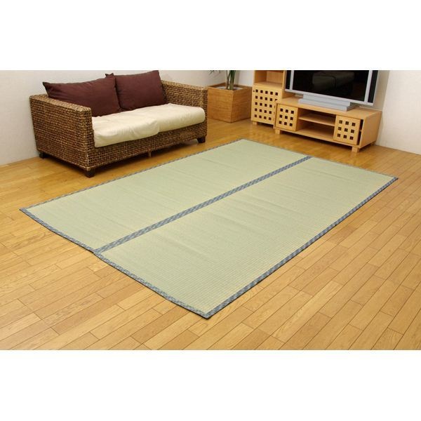 純国産/日本製 糸引織 い草上敷 『柿田川』 三六間4.5畳（約273x273cm）