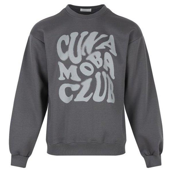 メンズ冬用セミオーバーフィット起毛レタリング 맨투맨 RB-TSK-Q061-墨色