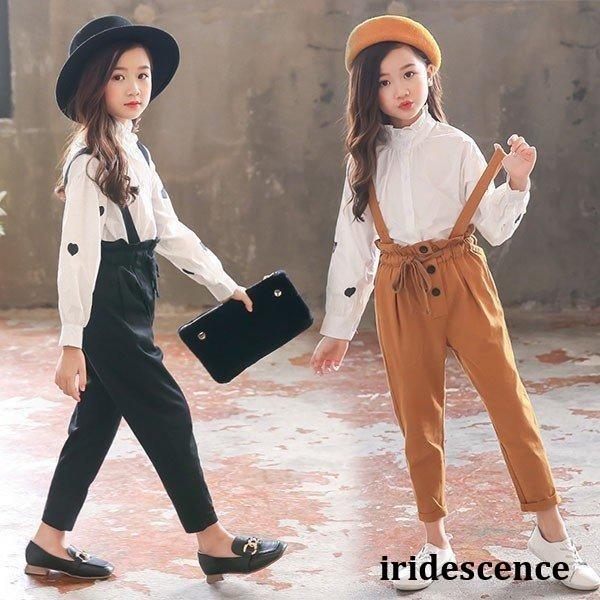 とても人気があります子供服 女の子 セットアップ ブラウス 長袖 キッズ 丸首 サロペット 長ズボン 子供 春秋 韓国 ジュニア 可愛い おしゃれ 新品 5,112円
