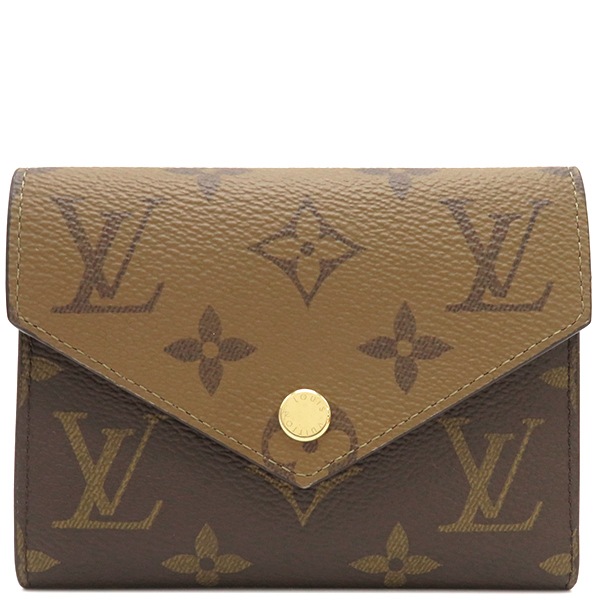 ルイヴィトン LOUIS VUITTON 三つ折り財布 ポルトフォイユ ヴィクトリーヌ モノグラムリバースキャンバス モノグラムリバース ゴールド金具 茶 コンパクトウォレット M81557 RF