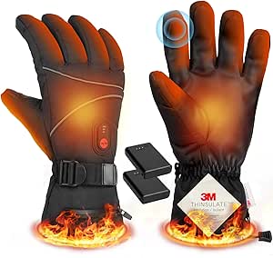 電熱グローブ 電熱手袋 バイク ヒーター手袋 【2*5000mAhバッテリー付き & 65℃最高温度】 usb給電 グローブ 3Mシンサレート 電気手袋 防寒グローブ 防水 登山 3段階温度調節 スマ