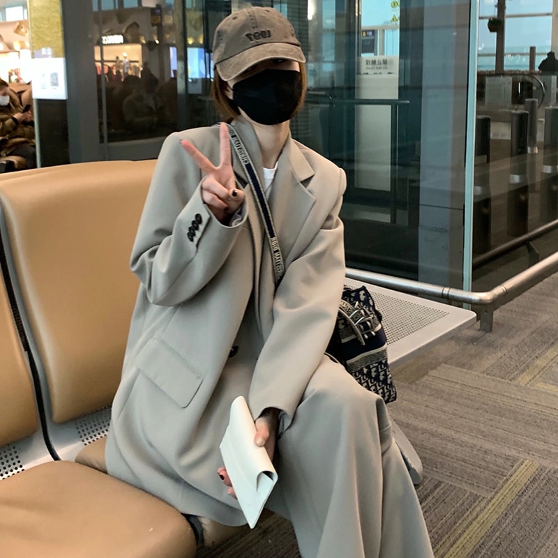 新生活応援ビジネス特集 グレーブレザーの韓系スーツ セットアップ 事務服 OLオフィス ビジネス スーツ アウター ファッション カジュアルでゆったり