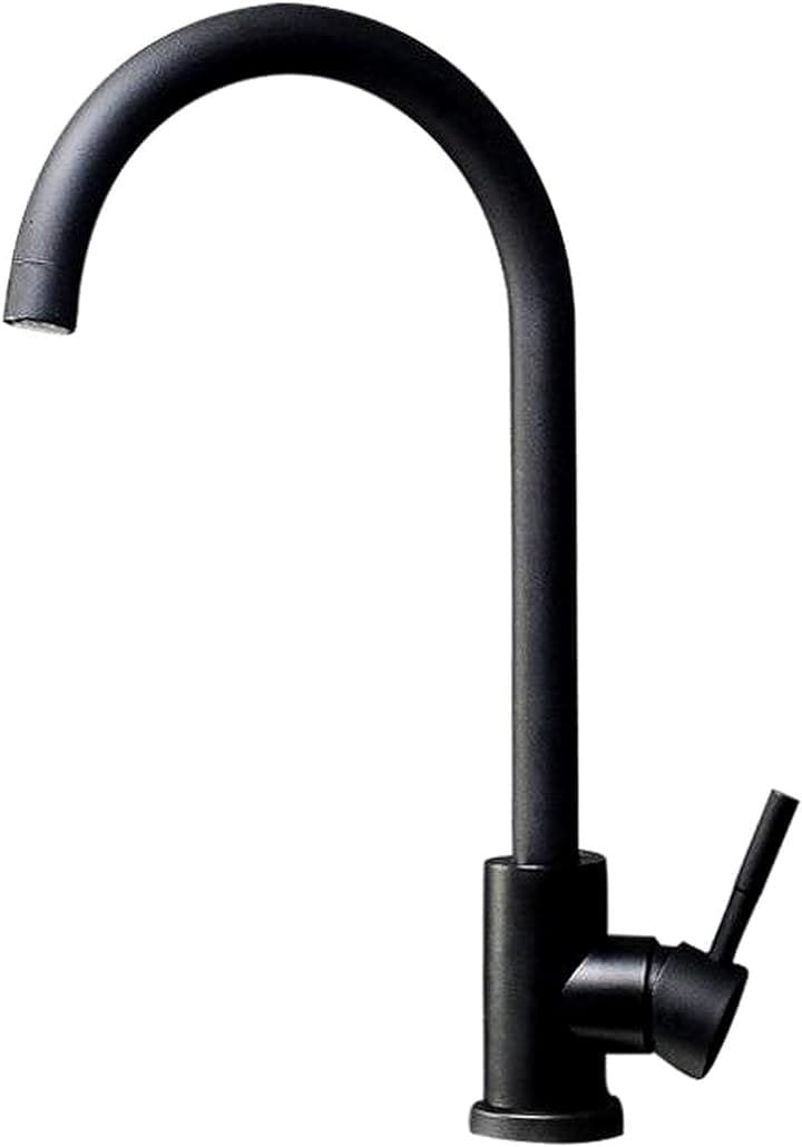 キッチン 洗面用 アンティーク 混合水栓 グースネック スワン 蛇口 シングルレバー 洗面台 SK118(ブラック)