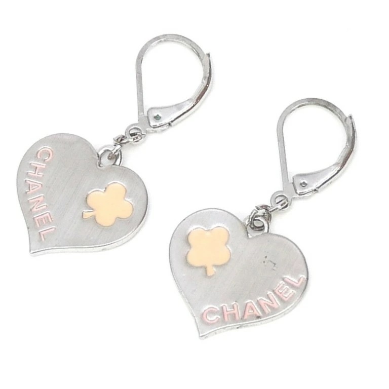 シャネル CHANEL ハート クローバー ピアス シルバー×ピンク 【中古】(68741)