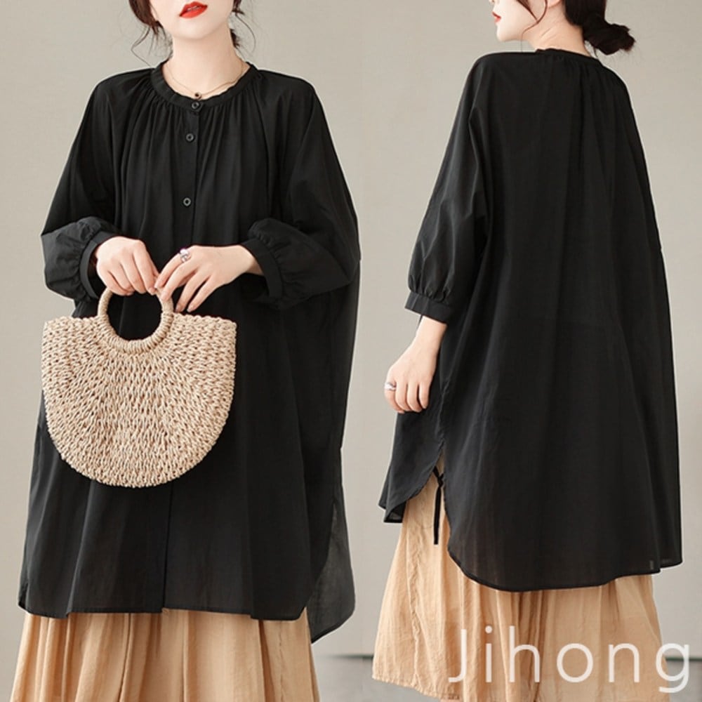 ジホン7部袖ロングブラウスビッグサイズオーバーフィット88 99 XXXL非常に大きい 4,590円