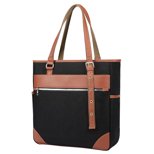 [] トートバッグ ビジネスバッグ メンズ 大容量 とーとばっく 防水 自立 大きめキャンバス A4 13.3型PC収納 ファスナー付 肩掛けバンド調節可能通勤 通学 就活 仕事（ブラック）