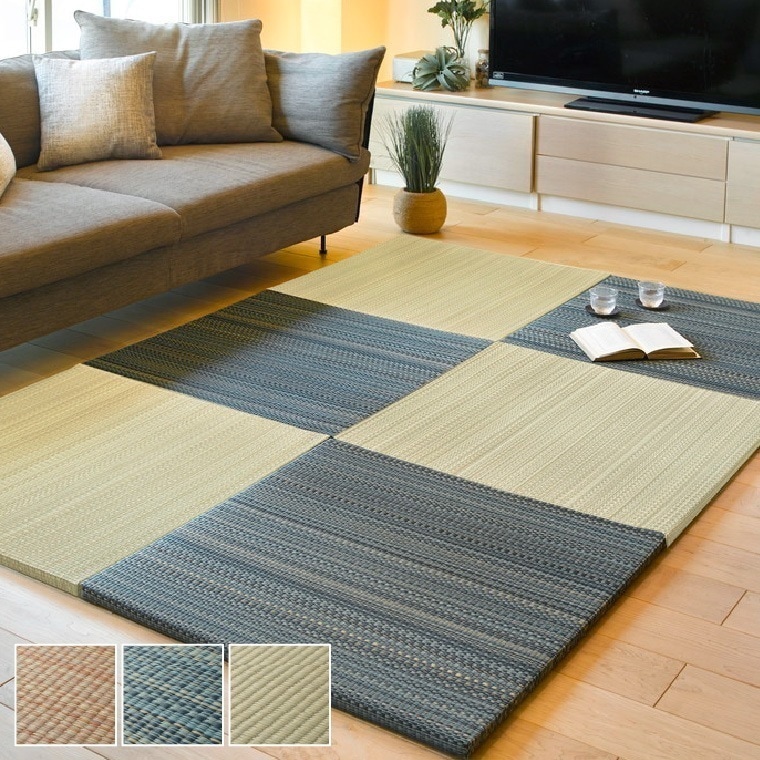 9枚組 置き畳 ユニット畳 縁なし 滑り止め付き 畳 い草 約82×82cm 厚み 2.5cm フローリング畳 半畳 琉球畳 不織布 和室 リフォーム 新築 在宅 ワーク 組み合わせ たたみ 倉敷