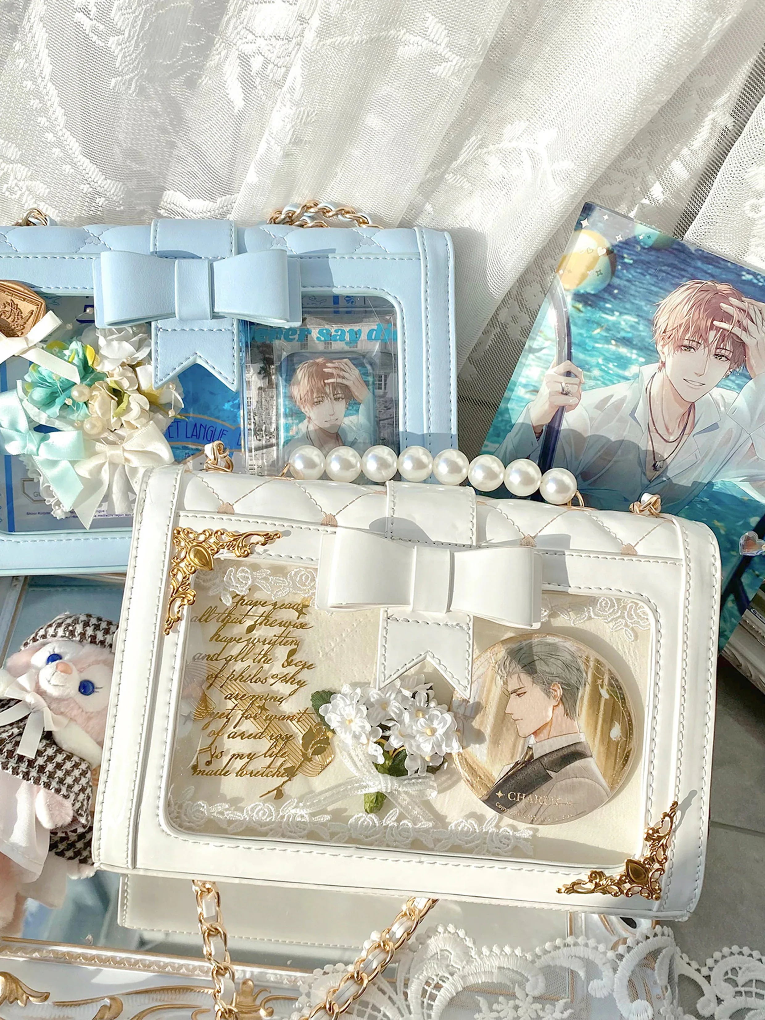 痛バッグラブリーハートラブひし形ワンショルダー斜めフラップリボンバッグ