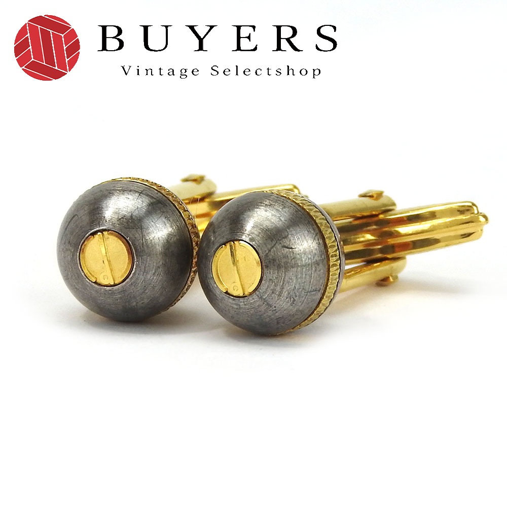 中古 カフス メタル プラスチック グレー系 ゴールド ゴールド金具 ビジネスマン アクセサリー 小物 メンズ 男性