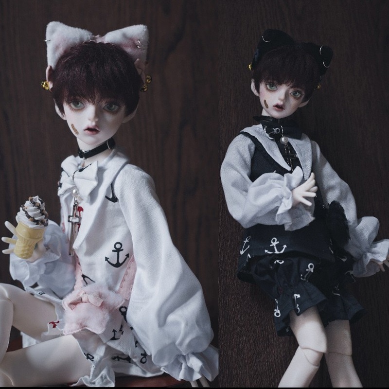 BJDドール用衣装セット セーラー服 可愛い MSD/幼SDサイズ人形用上着 パンツ 髪飾り バッグ