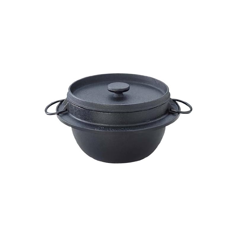 【3日以内発送】岩鋳 Iwachu ごはん鍋 2合炊 黒 内面ホーロー加工 直火用 南部鉄器 21084