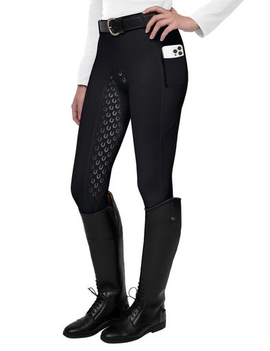 FITST4 レディース フルシートライディングタイツ アクティブシリコングリップ 乗馬用タイツ 乗馬パンツ ブラック M
