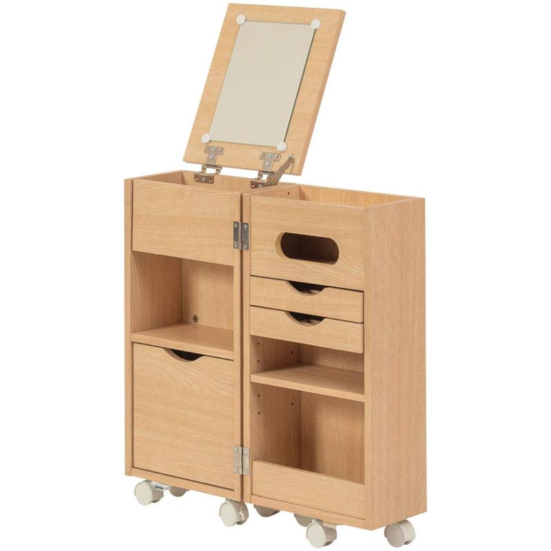 アイリスプラザ 鏡 ドレッサー 白 コンパクト 化粧台 鏡台 メイク台 コスメワゴン(キャスター付き) 収納 大容量 収納デスク デスク 机