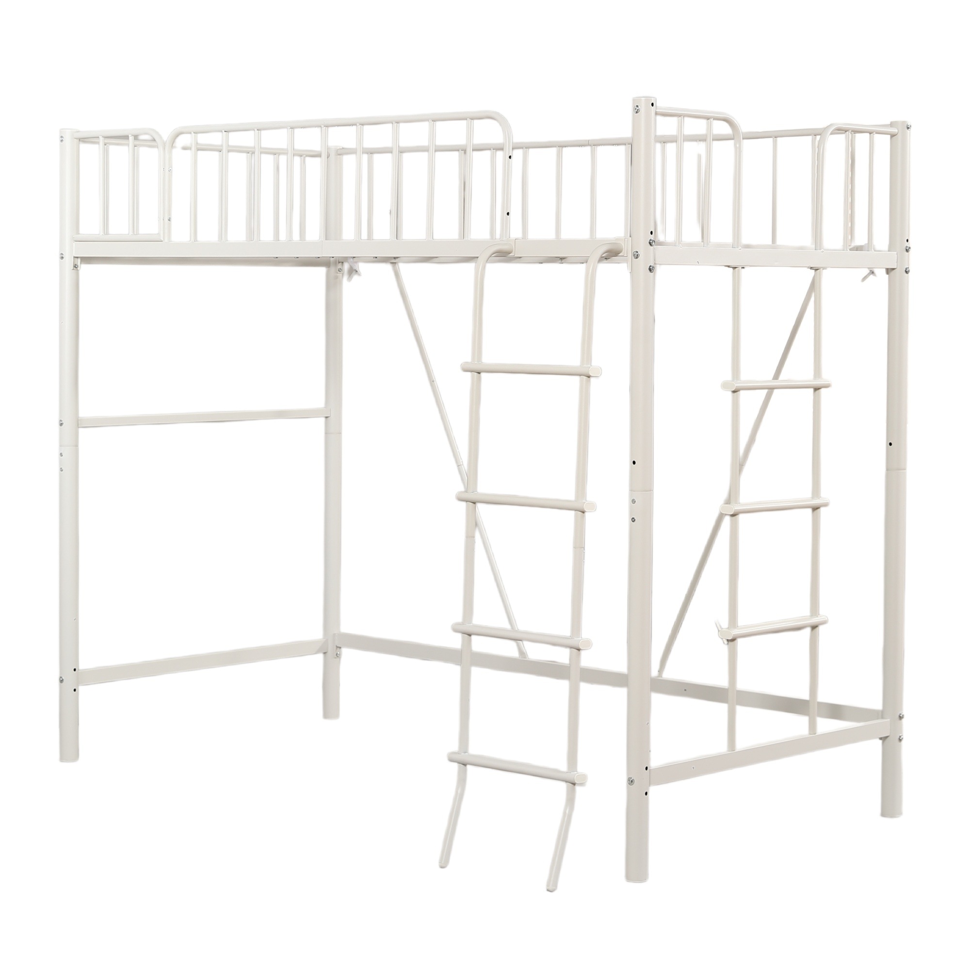 輸送費無料!!121【高さ170cm】ロフトベッド パイプベッド シングル 耐荷重150kg 二つはしご ミドルタイプ 収納 大人 一人暮らし スチール 垂直はしご 斜めはしご ハイタイプ パイプベッ