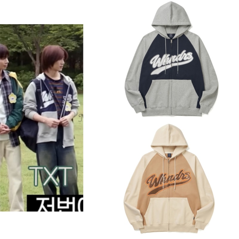 【TXT ボムギュ着用】BASEBALL SCRIPT ZIPUP HOODIE