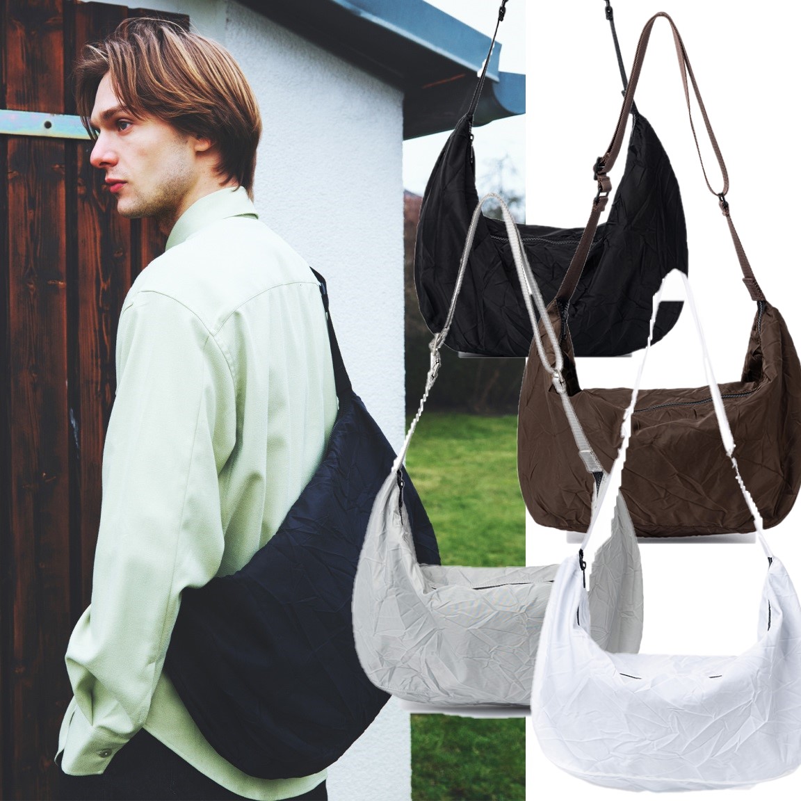[HAH ARCHIVE] [韓国ベスト] EEN Crease Hobo Bag 4色