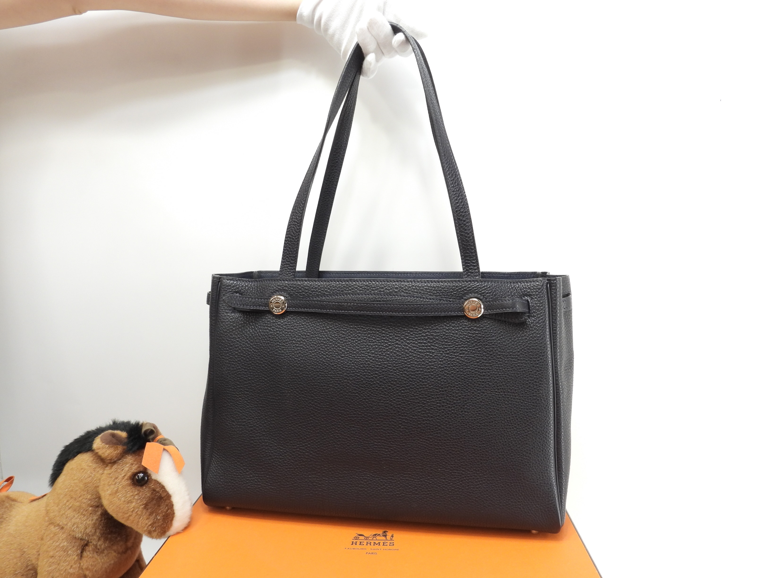 カバナ トゴ紺 シルバー金具 トートバッグ ショルダーバッグ 極美品@E