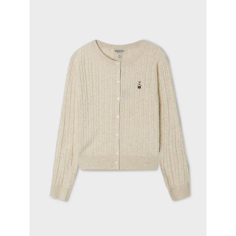 Steve ハイゲージ ウール ケーブル カーディガン (WHCKF4801F)