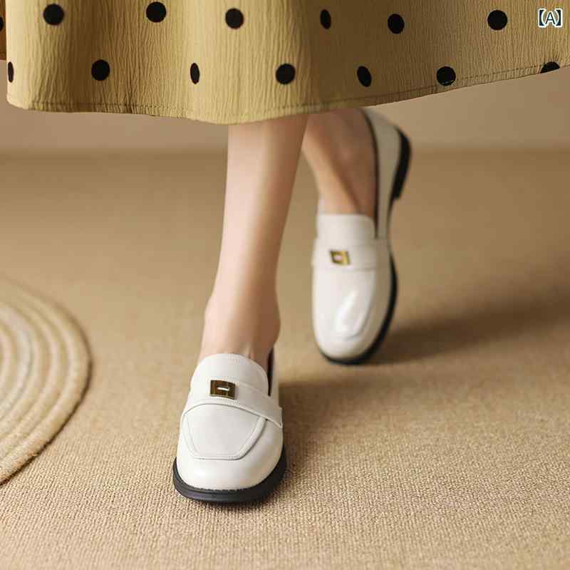 ローファー レディース オフィス 女性用 ラウンドトゥ スリッポン フラットソール 英国風 革靴 レトロ 通勤 カジュアル 明るい 革靴