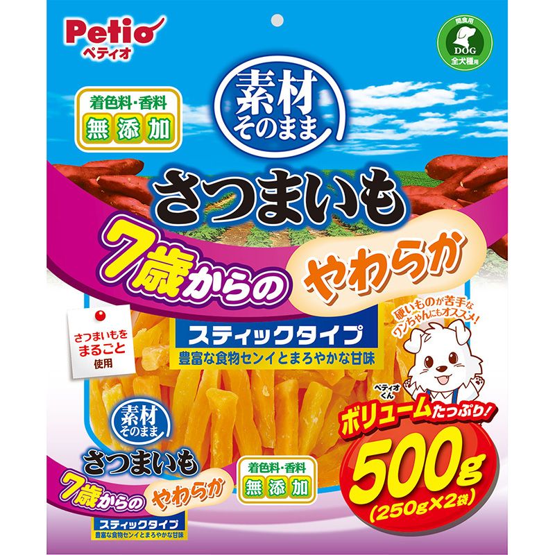 （まとめ買い）素材そのまま さつまいも 7歳からのやわらかスティックタイプ 500g 犬用おやつ [x4]