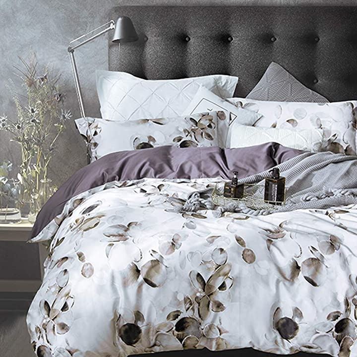 布団カバーセット 4点セット 通気性 60番手高密度織り オリジナル柄デザイン ベッドカバーセット おしゃれ 枕カバーx2 掛け布団カバーx1(Connaught, ダブル)