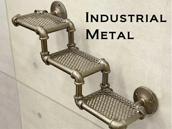 配管をモチーフ 【 Industrial Metal 】 インダストリアル ウォール 3段シェルフ 　男前インテリア 6,966円