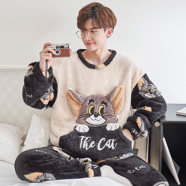 Qoo10] パジャマメンズ上下セット暖かいふわもこモ