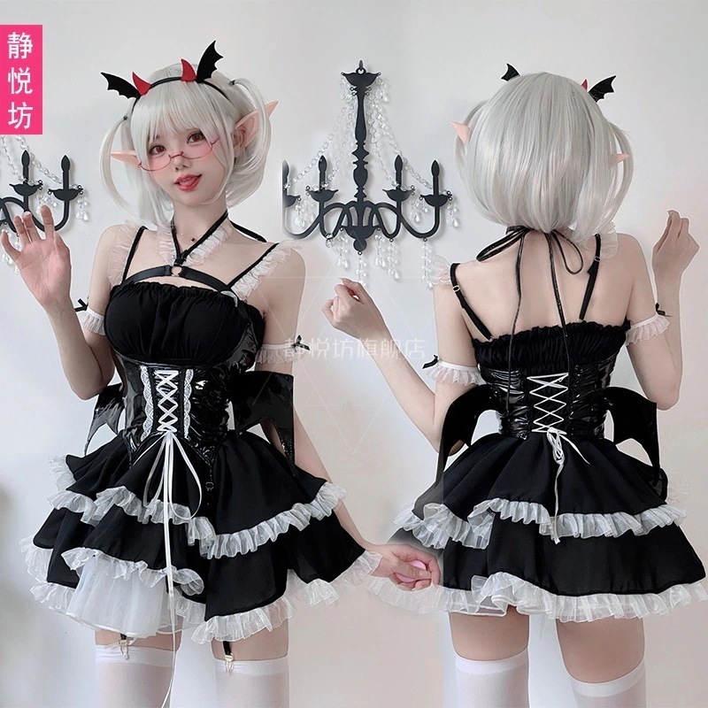 【2枚購入で100円OFF】今買いたいが特売！ハロウィンセクシー小悪魔メイド衣装デビルナイトエルフヴァンパイアバットコス衣装 韓国風ファッション ロリータ 万聖節 コスプレ