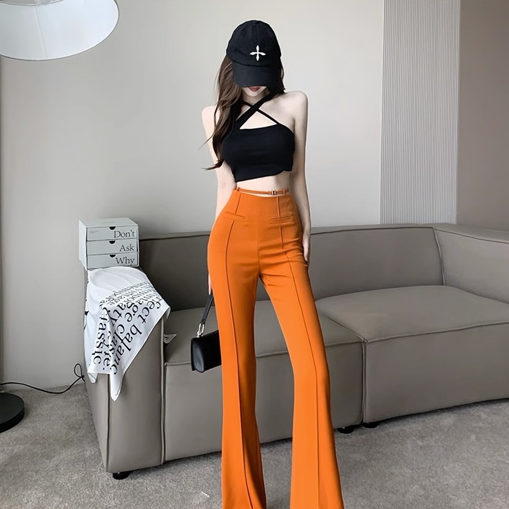セットアップ ツーピース キャミソール ワイドパンツ カラーパンツ ロング ロング丈 袖なし ノースリーブ 襟なし ホルターネック ワイド ベルト ポケット ハイウエスト かわいい 大人可愛い