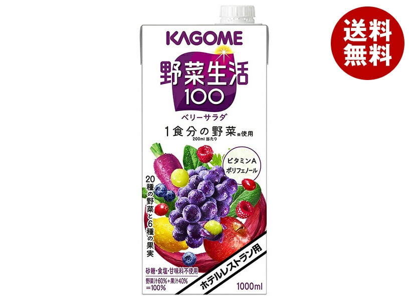 カゴメ 野菜生活100 ベリーサラダ(ホテルレストラン用) 1L紙パック×6本入×(2ケース)