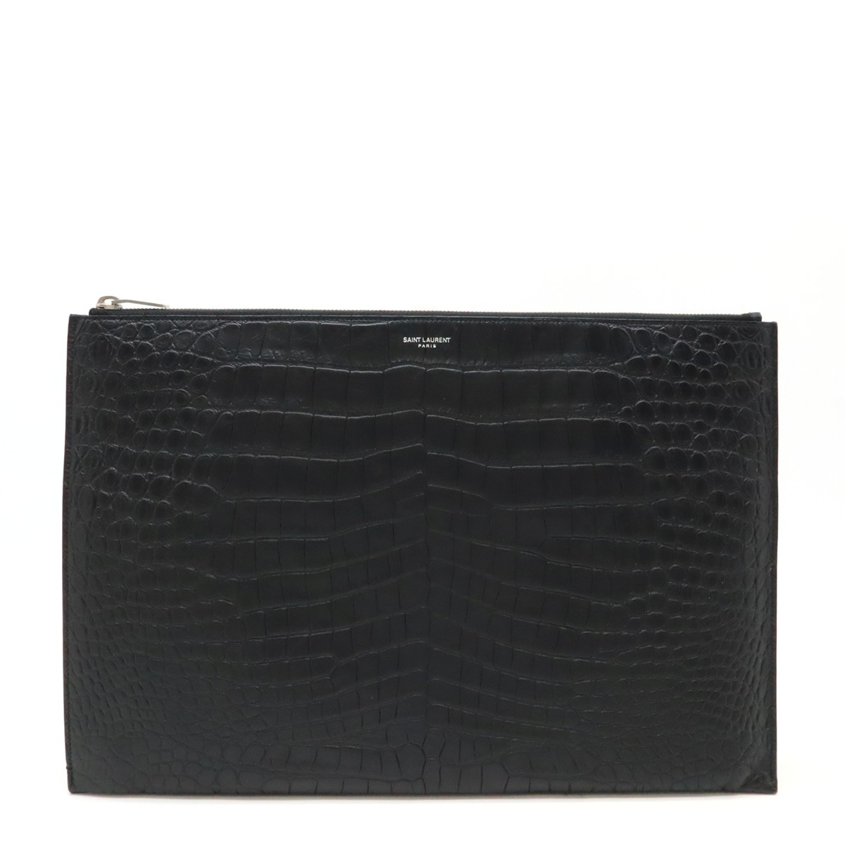 YSL イブサンローラン クラッチバッグ セカンドバッグ　クロコ型押し レザー ブラック 黒 37826