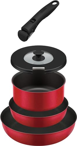 サーモス デュラブルシリーズ 取っ手のとれるフライパン5点セットAB IH対応 レッド KSA-5B