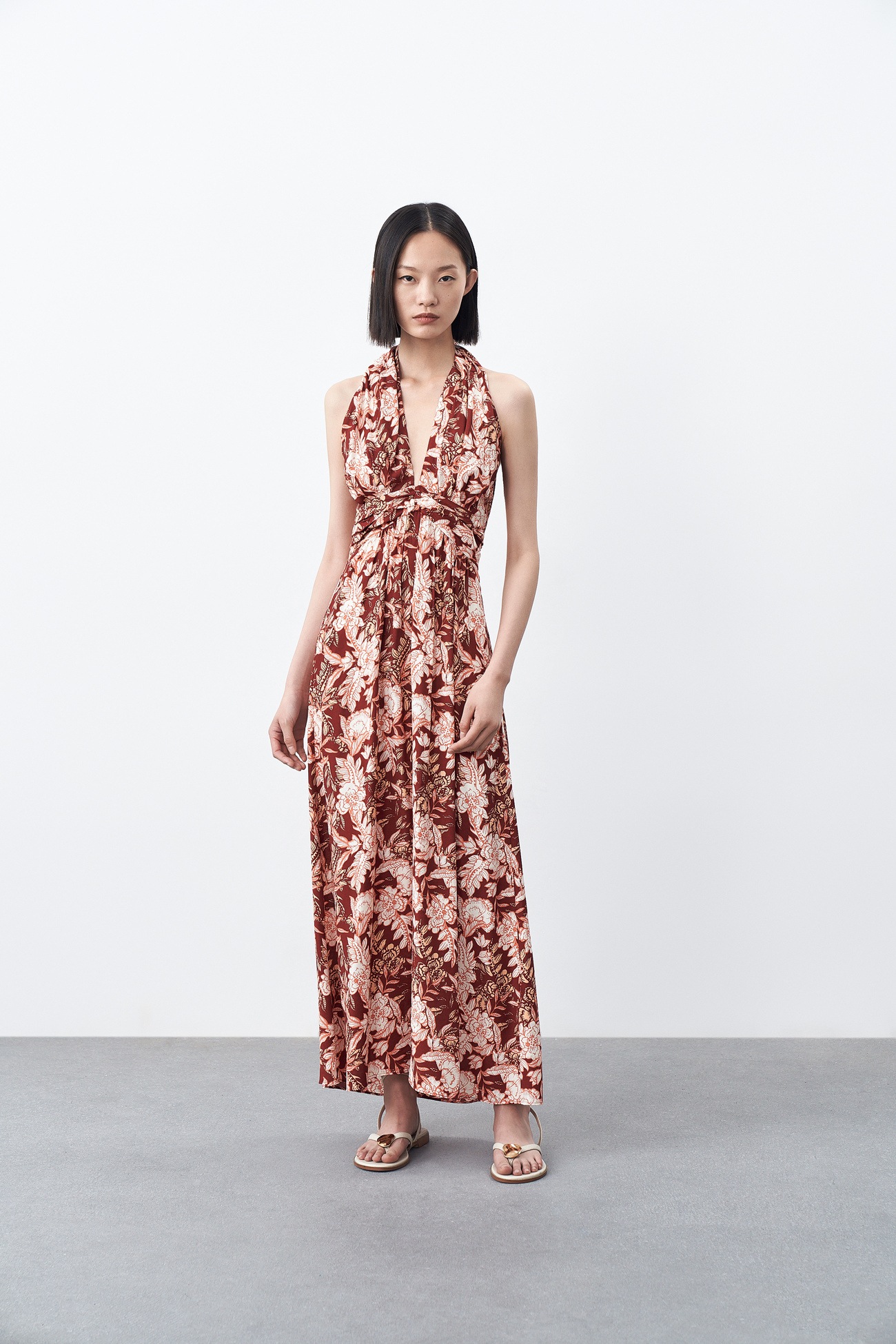 春 夏 秋 レディース ホリデー スタイル フル プリント タイト セクシー トレジャー ドレス ワンピース 花柄 フラワー オレンジ XS S M L XL ワンピース 袖なし Vネック かわいい