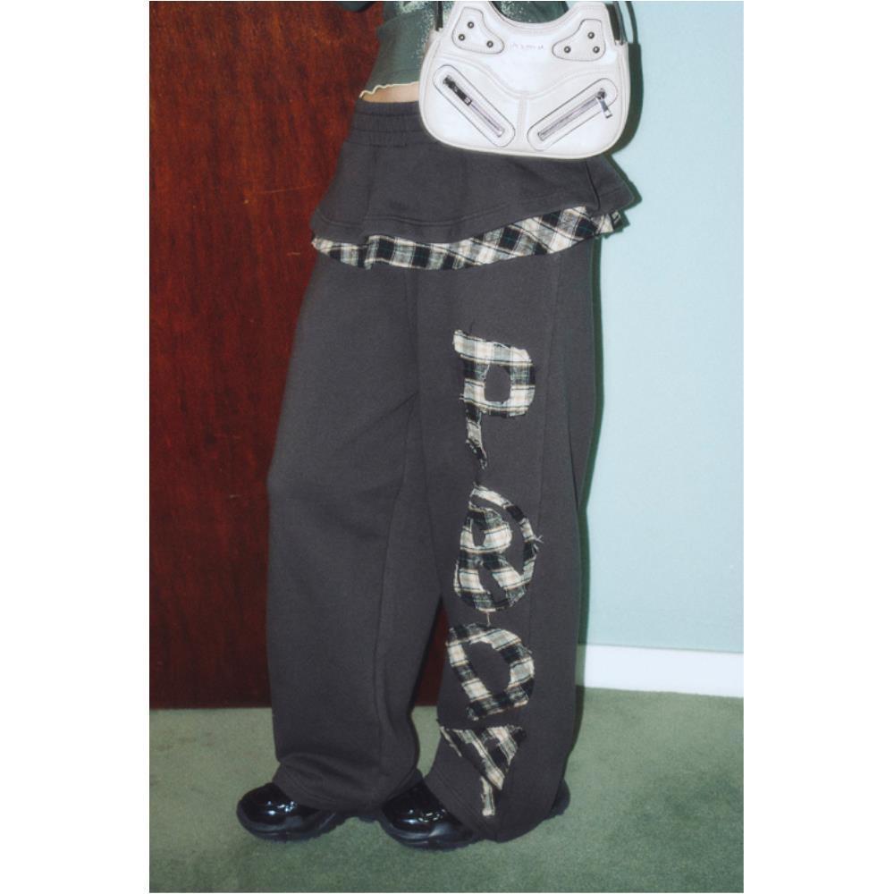 PRENDA PRDA FRILL SKIRT WIDE PANTS DARK CHARCOAL PRTVSSP