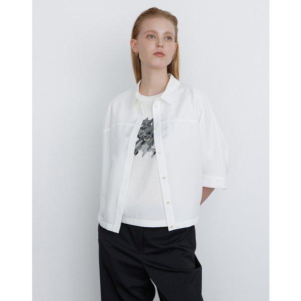 [24FW] [価格引き下げ] クリーム イーバンディング ボリューム 7分袖 アウター型シャツ DLSH4CE71CR