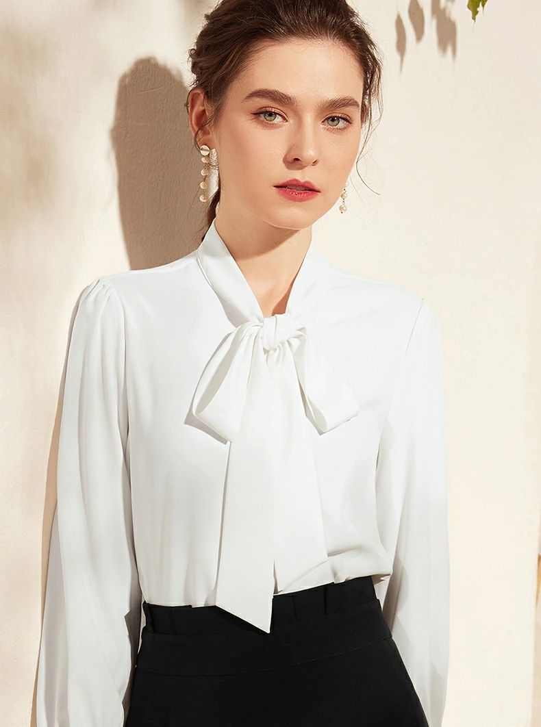 「品質良い」レディース 白 ブラウス 20代 上品 4L おしゃれ 40代 ス ボウタイブラウス リボン 黒 大きいサイズ きれいめ 通勤服 3L 女性 オフィス 30代 シンプル ボウタイ 長袖 小