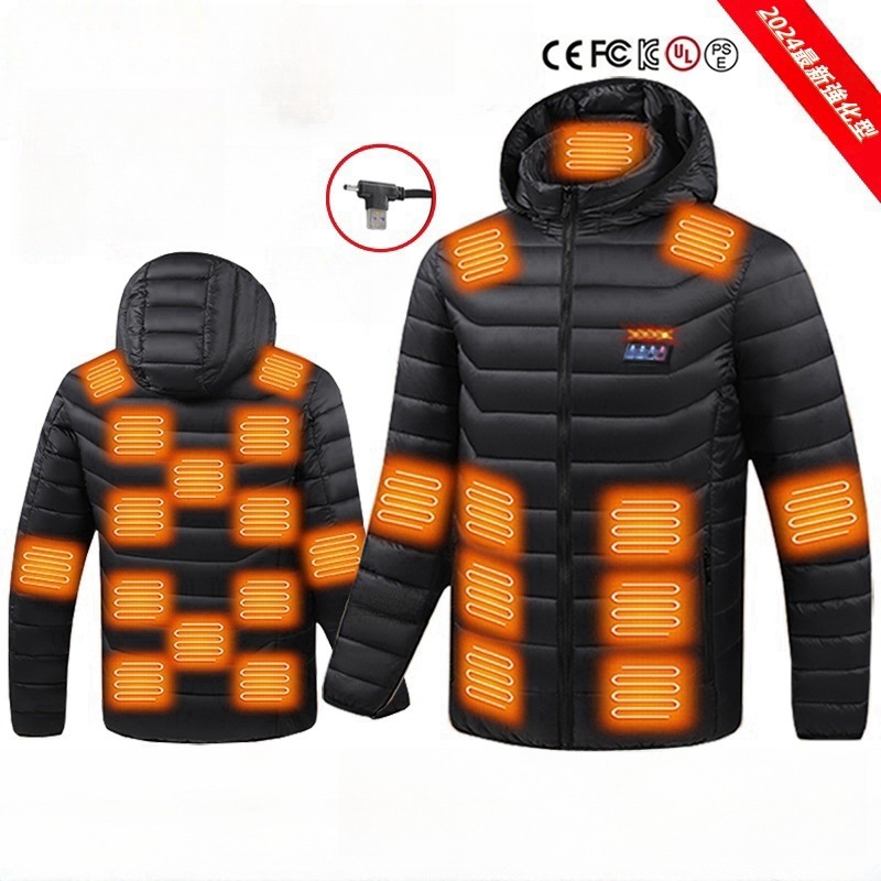 2024冬新作バッテリー付き 電熱ジャケット 長袖 25枚ヒーター付 3段温度調整 USB加熱服 ヒーター内蔵 加熱ジャケット 防寒対策 水洗い可能 電熱ウェア