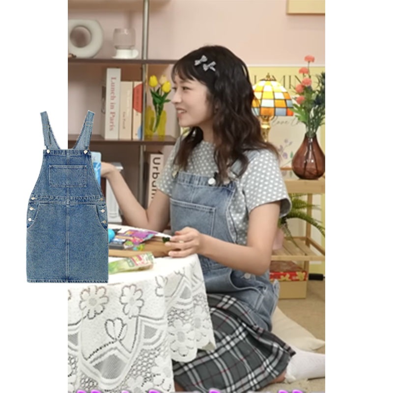 [IVE REI 着用!] BACK HEART POCKET DENIM DRESS LIGHT BLUE