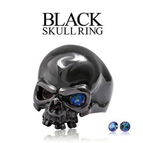 送料無料！ r0688 メンズアクセサリー リング ブラック 魅惑の瞳 ブラックスカルリング スカル