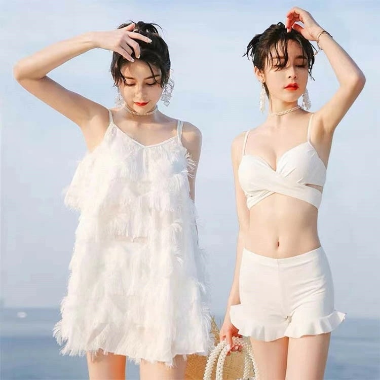 水着 白 レディース 体型カバー ビキニ 3点セット ショートパンツ ワンピース オフショルダー 露出控えめ オトナ女子 韓国風 かわいい セクシー お洒落 オフショルダー ビスチェ 白 ブラック